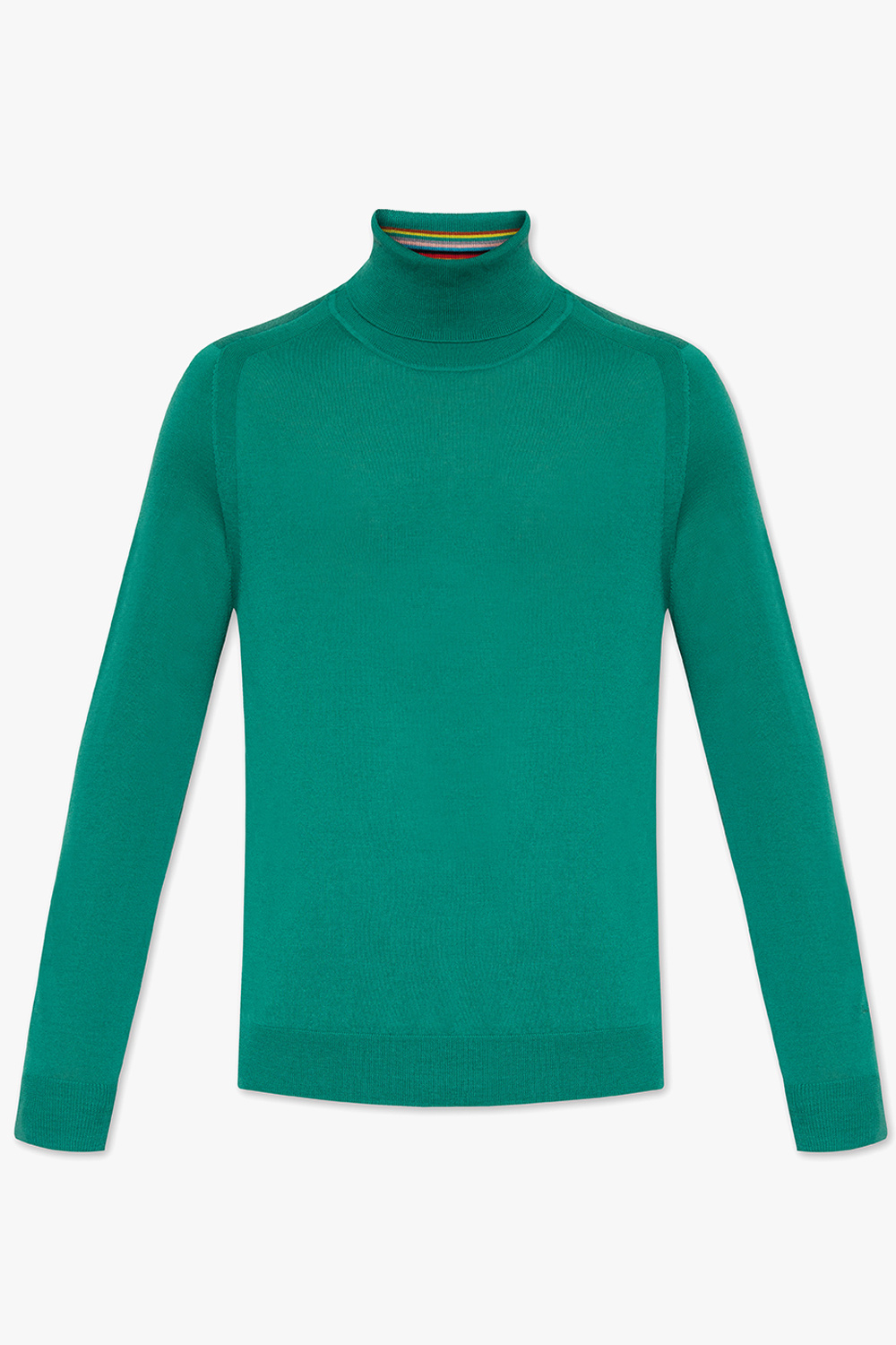 Paul high quality Smith Men's Green Stripe Roll Turtleneck Cashmere Long-Sleeve Sweater Size